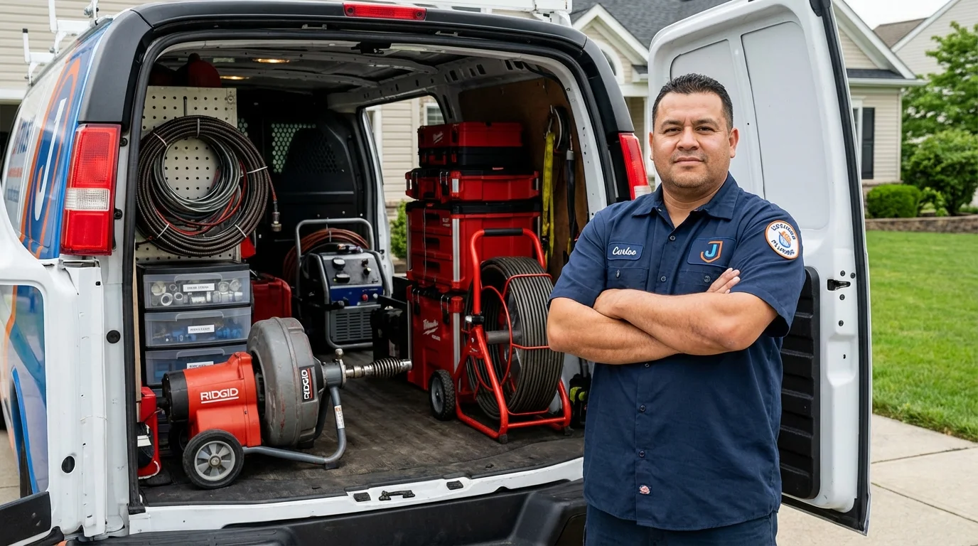Professional drain cleaning equipment and Johns Plumbing LLC plumber in Dover Plains
