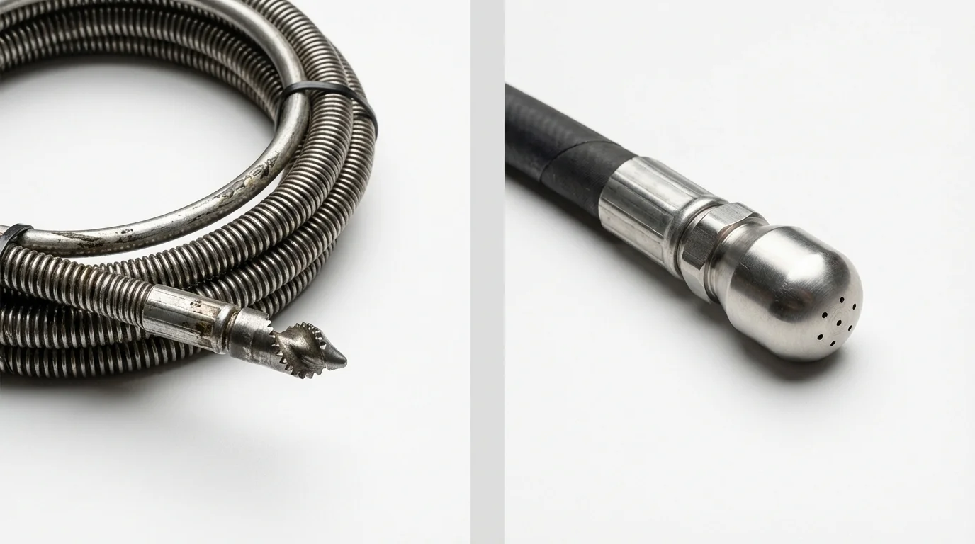 Drain snake cable and hydro jetting nozzle used for drain cleaning in Dover Plains, NY