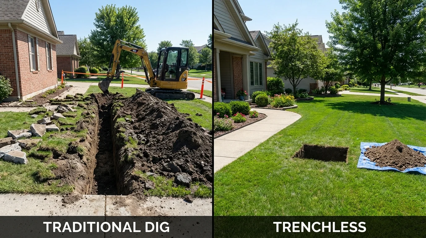 Trenchless sewer repair with minimal yard damage versus traditional excavation in Dover Plains, NY